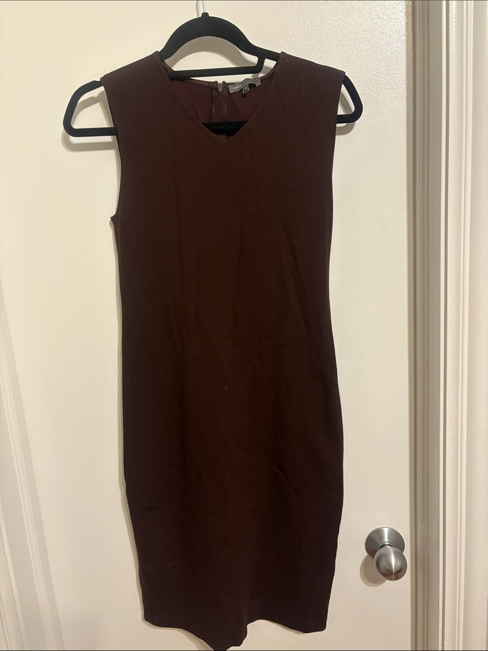Vince Brown Sleeveless Midi Sheath Dress